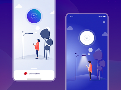 VPN App animation app connection countries homescreen illustration maplelabs turn off turn on vpn