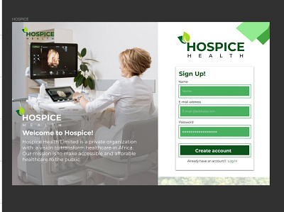 HOSPICE HEALT WEB SIGN UP PAGE app branding daily ui design illustration logo typography ui ux vector