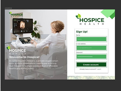 HOSPICE HEALT WEB SIGN UP PAGE