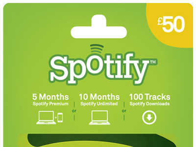 Spotify £50 Gift Card design gift card print spotify