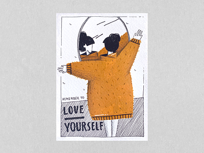 𝚁𝚒𝚝𝚞𝚊𝚕𝚜 / 𝟶𝟹 𝙻𝚘𝚟𝚎 𝚢𝚘𝚞𝚛𝚜𝚎𝚕𝚏 acrylic hand drawn illustration love yourself markers molotow posca postcards rituals self care self love