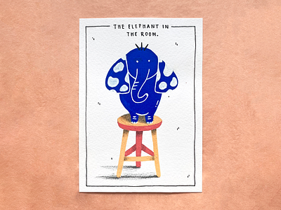 𝚃𝚑𝚎 𝚎𝚕𝚎𝚙𝚑𝚊𝚗𝚝 𝚒𝚗 𝚝𝚑𝚎 𝚛𝚘𝚘𝚖 acrylic elephant hand drawn illustration markers molotow posca postcards vibrant color