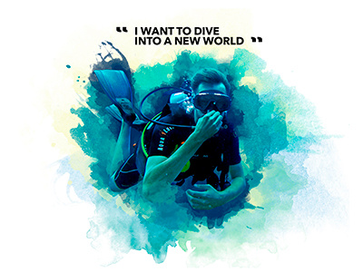 Dive digital art diving quote watercolours