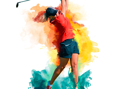 Master the swing colours digital art golf quote vibrant vivid watercolours