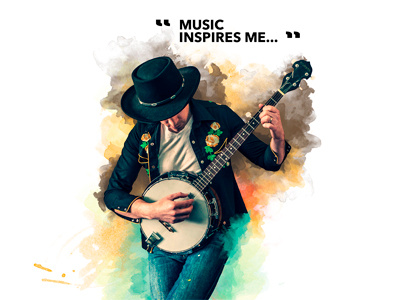 Music Inspires colours digital art music quote vibrant vivid watercolours