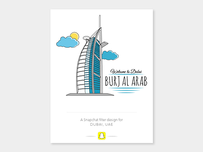 Burj Al Arab architecture badge building burj al arab dubai filter icon illustration line art outline snapchat vector