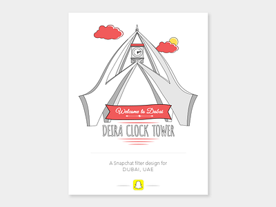 Deira Clock Tower architecture badge building clock tower dubai icon illustration line art lines outline vector