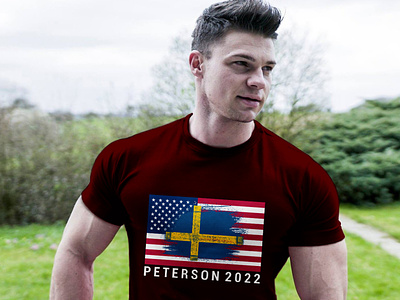 Mix of the Sweden flag and the USA flag/ T-Shirt Design