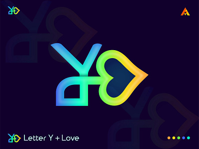 Modern Letter Logo = Y+ Love ai creative creative design creative logo design graphic design illustration letter letter logo letter y logo logo design love love logo modern letter logo = y love modern logo unique logo unique modern logo vector