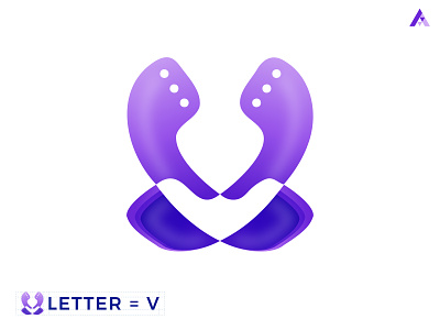 Modern Letter = V Logo design