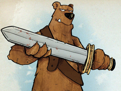 Bar"bear"ian bear digital drawing illustration ink sword
