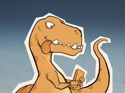 Dino Phone cartoon comic dinosaur illustration