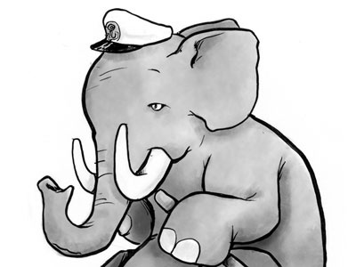 Capn Elephant boat cap capn elephant illustration ink