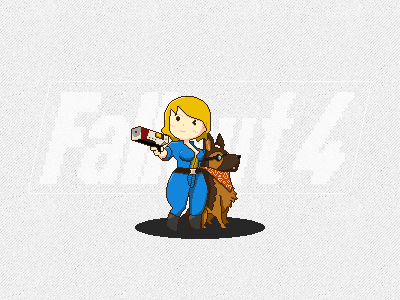 Fan art : Fallout 4 16bit dogmeat fallout4 fanart game gif illust pixel art pixelart vaultgirl