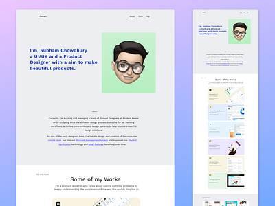 Portfolio Website UI Design 3d animation app branding design figma graphic design illustration logo photoshop portfolio ui uiux uiuxdesigner vector