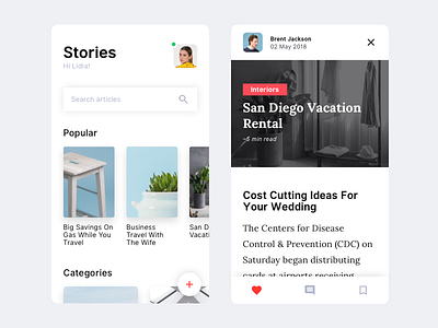 Hello Dribbble - Stories #1 article clean debut first shot framer minimal modern prototype stories