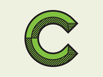 The Letter C c character chiseled letter thick lines typography