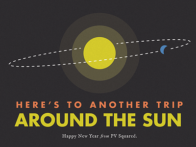 Once More Round The Sun axial tilt card earth futura illustration new years orbital inclination science simple space sun