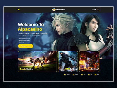 Alpacasino Gaming Website Design design graphic design ui ux web website