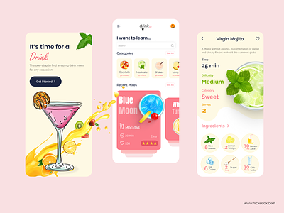 Make Your Own Drink App app cocktail colourful drink illustration mobile app mocktail pastel typography ui ux vector