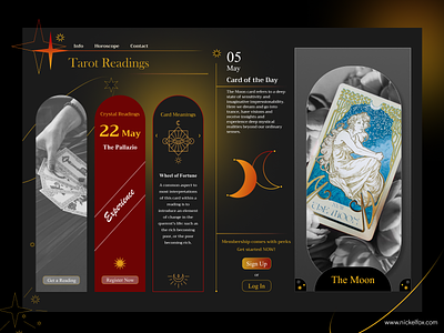 Tarot Reading Website Design astrology crystal dark design future landing page moon reading signs stars tarot tarot card ui ux webdesign webpage zodiac