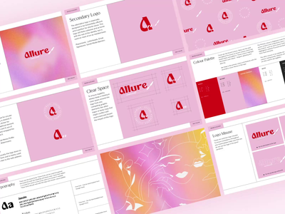 Brand Guidlines - Allure brand branding colour guidlines illustration logo makeup palette pink red space typography ui uiux usage ux white