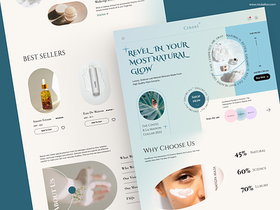 Beauty and Skincare Landing Page beauty color cosmetics design green hero section landing page luxury makeup minimal neutral organic pastel skincare typography ui uiux ux webpage website