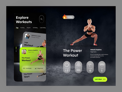 Fitness App android app coach dashboard design fitness gym health ios minimal mobile mobile app nutrition personal training power trainer ui ux workout yoga