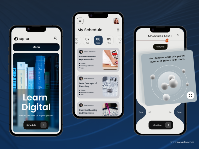 Digital Learning App android app clean digital learning e learning edtech education learning lesson minimal mobile online course schedule student study techer timetable to do tutor uiux