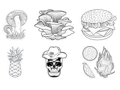 Coloring pages adobe illustrator best vector portrait coloring pages coloring pages kids fruit coloring pages graphic design illustration mushroom coloring books mushroom vector pineapple vector coloring pages skull line art skull vector vector