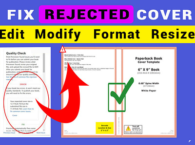 Fix error or rejected book cover amazon kdp error fix paperback cover resize book cover