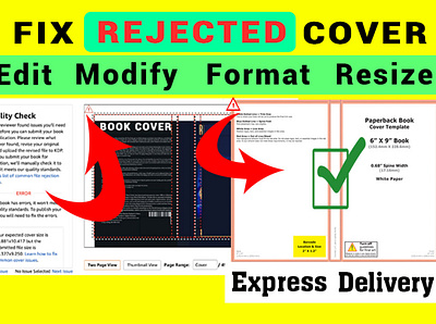 Fix error or rejected Book Cover amazon kdp illustration kindle cover paperback cover re design resize book cover
