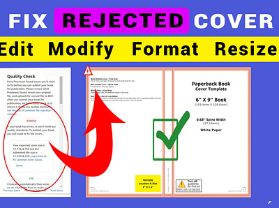 Fix error or rejected Book Cover amazon kdp coloring book cover ebook cover error fix formatting kindle cover manuscript paperback cover resize book cover