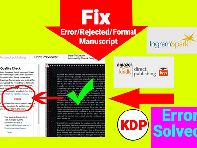 Fix error or Rejected Book Cover amazon kdp book formatting ebook cover error fix formatting ingram spark kindle cover manuscript paperback cover resize