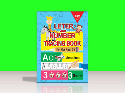 Letter & Number Tracing Book Cover Design amazon kdp children book coloring book cover ebook cover fantasy book cover illustration kids activity book kindle cover paperback cover