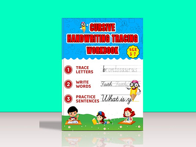 Cursive Handwriting Workbook Cover Design amazon kdp children book cover coloring book cover ebook cover fantasy book cover illustration kids activity book kindle cover paperback cover