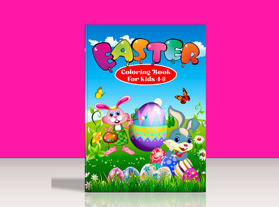 Easter Coloring Book Cover Design amazon kdp coloring book cover ebook cover illustration kids activity book kindle cover paperback cover toddler book cover