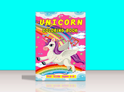 Unicorn Coloring Book Cover Design amazon kdp children book cover coloring book cover ebook cover illustration kids activity book kindle cover paperback cover toddler book cover