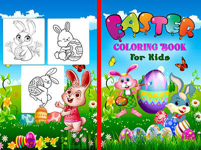 Easter Coloring Book Cover Design amazon kdp amazon kindle children book coloring book cover ebook cover illustration kids activity book kindle cover paperback cover