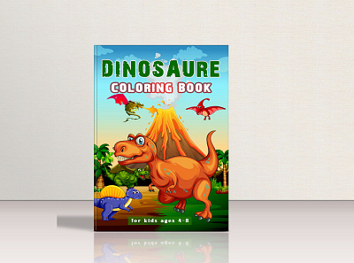 Dinosaurs Coloring Book Cover Design amazon kdp amazon kindle book cover design children book coloring book cover ebook cover illustration kids activity book kindle cover paperback cover