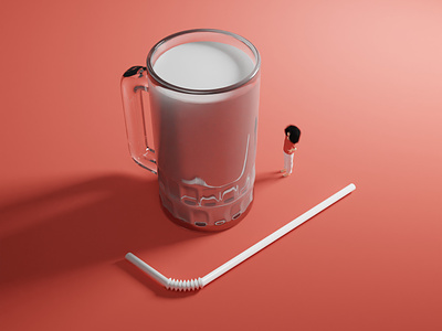 Glass of my milk 3d 3d model 3d modelling 3d rendering 3dillustration 3dmodel design illustration