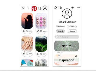 Pinterest redesign app branding design logo ui ux vector