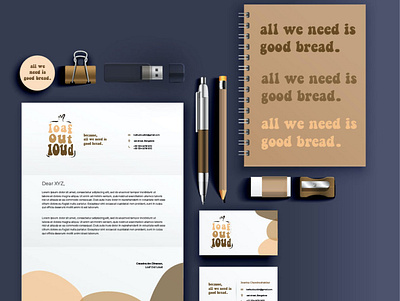 Loaf out Loud - Letterhead, Envelope and more brand identity branding composition design graphic design layout letterhead mockups typography vector visual design