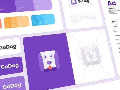 Logo and Branding for GoDog app app icon app logo design brand design brand identity brandbook branding dog dog face dog logo goldenratio logo logodesign styleguide