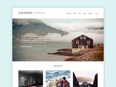 Homepage for BeSpoken design storytelling webdesign