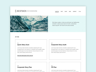 Service page for BeSpoken storytelling typography webdesign