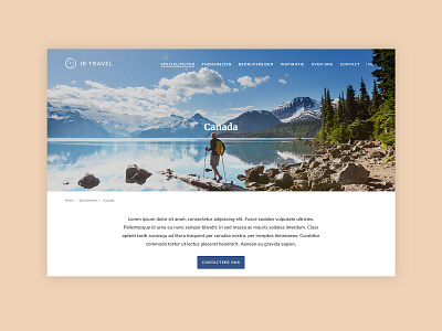 Landingpage for a travel website webdesign