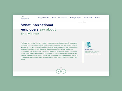 Master Global Health - part of the homepage color typography webdesign
