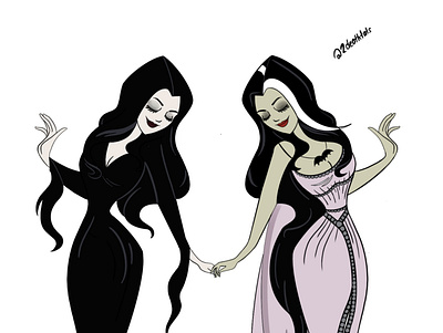 Custom Tattoo design of Lily Munster & Morticia Addams! cartoon custom design illustration procreate