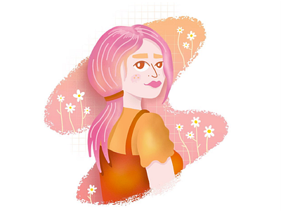 I must have flowers, always, and always daisies daisy drawing flowers girl illustrate illustration portrait procreate woman